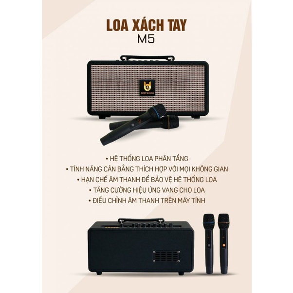 Loa kéo Best Sound M5 - Loa xách tay di động, Hệ thống 2 Loa bass 13.5cm, Công suất lên đến 480W, Kết nối bluetooth 5.0