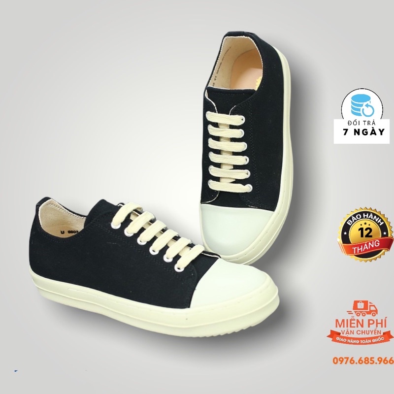 Giày rick owen nam nữ vải bò cổ thấp đế tăng chiều cao hương Vali hàng Fullbox.