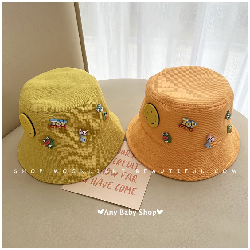 Mũ nón Bucket thời trang đính sticker mặt cười,Toy story cho bé trai và bé gái 8 màu siêu cute hột me   ❣❣