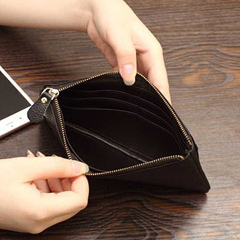 Ví da thời trang, Bóp ví dáng dài cho nam nữ, da bò cao cấp, nhiều ngăn, có ngăn để điện thoại POL001