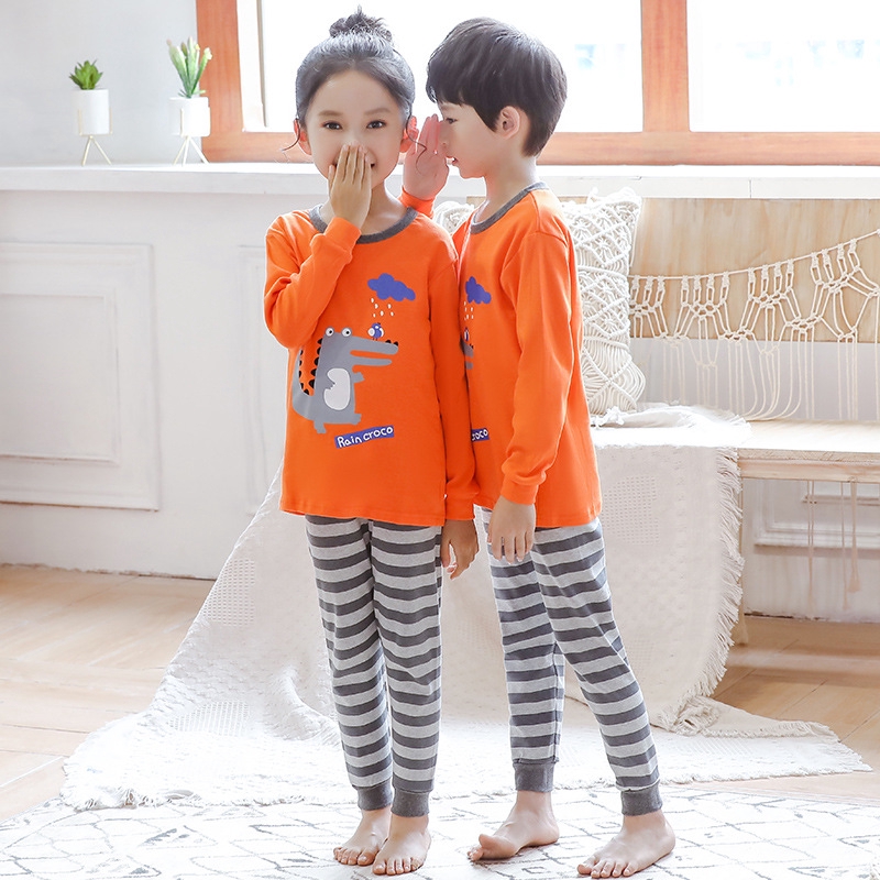 Bộ Đồ Ngủ Vải Cotton Ấm Áp Thời Trang Thu Đông Cho Bé Gái