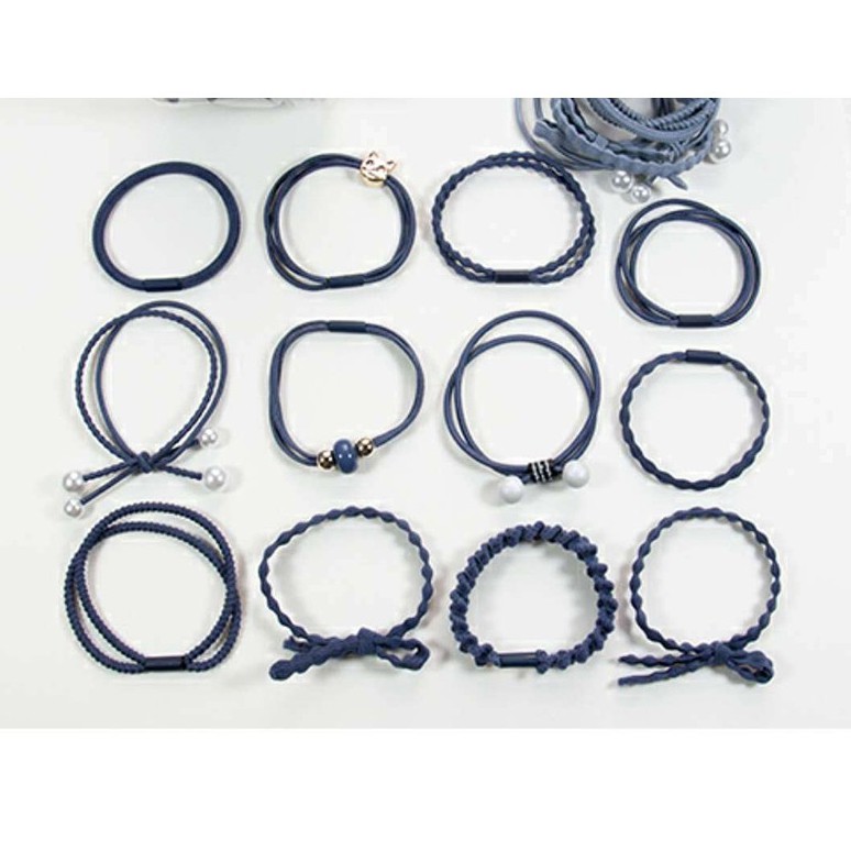 Sét 12 dây buộc tóc Hàn Quốc, dây buộc tóc nhiều màu