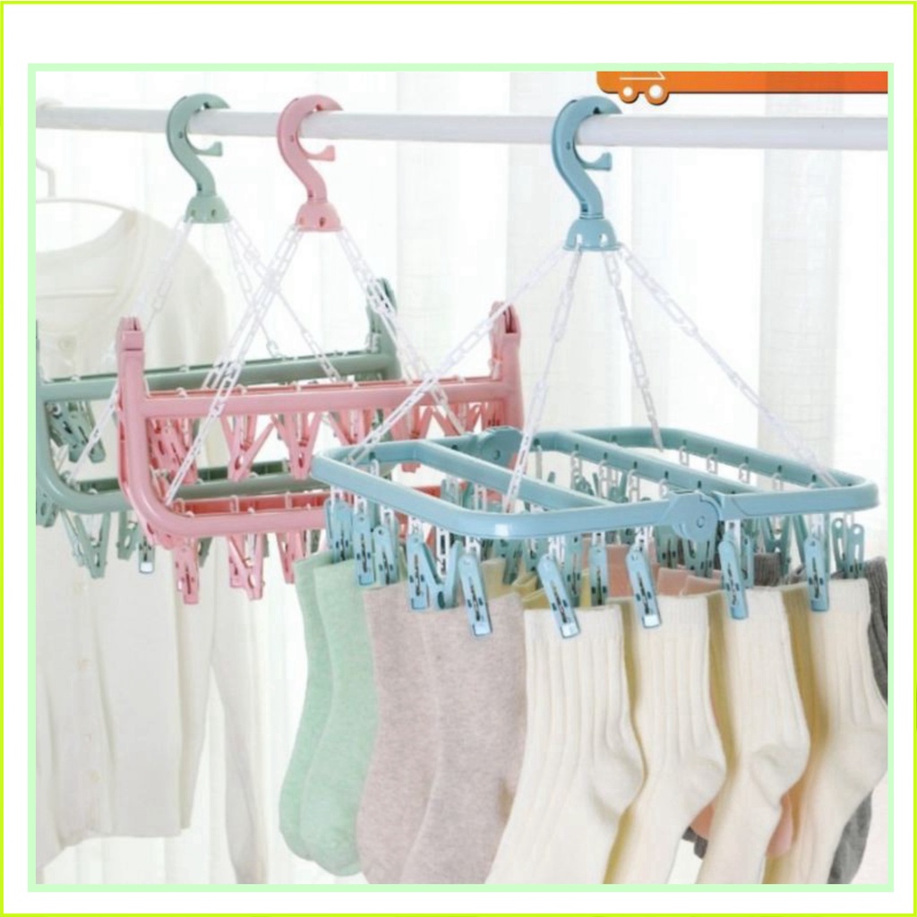 ⚡Gập Gọn⚡Móc Chùm Phơi Quần Áo, Đồ Baby, Tã, Đồ Nhỏ, Quần Lót Nam Nữ 32 Kẹp DDPT.001