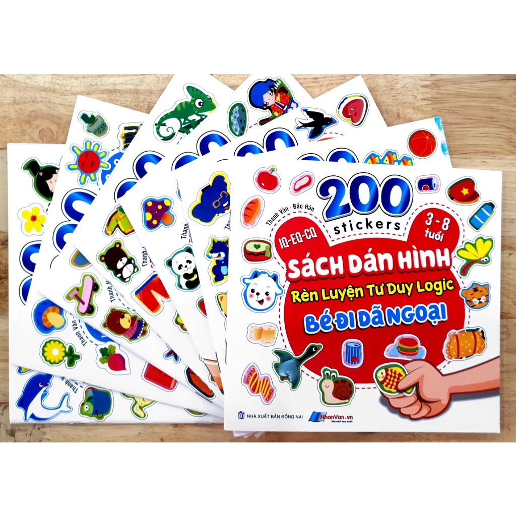 Sách - 200 Stickers Dán Hình Rèn Luyện Tư Duy Logic cho Bé 3-8 tuổi (Bộ 7 quyển)