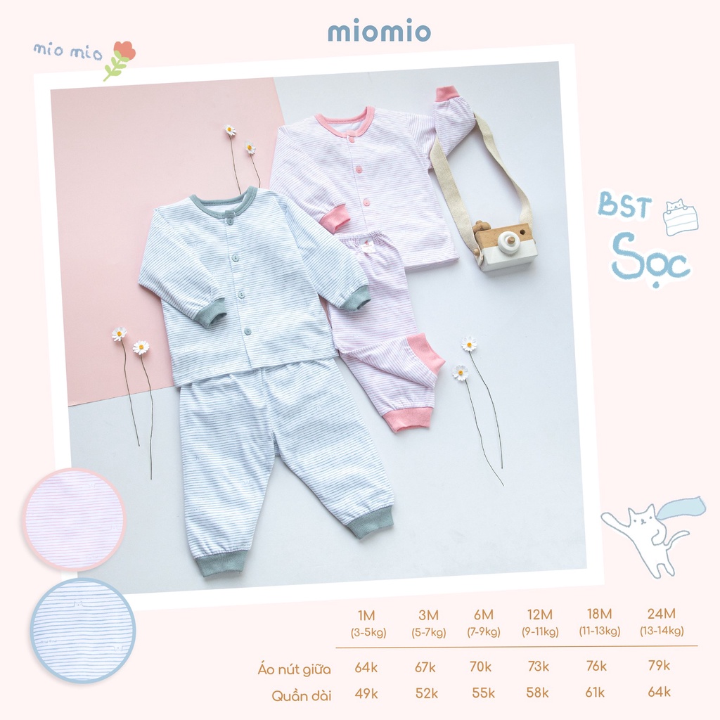Bộ Quần Áo Sơ Sinh Dài Tay, Nút Giữa MIOMIO - Cho Bé Trai, Bé Gái , Vải Cotton
