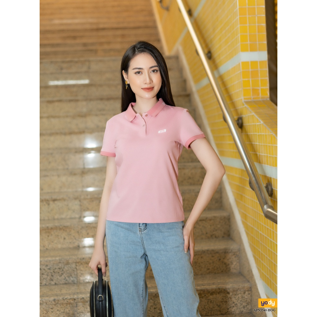 Áo đôi polo YODY màu Hồng phối bô Mắt chim Basic - Áo thun cá sấu nam nữ công sở thoải mái APN3340 + APM3299