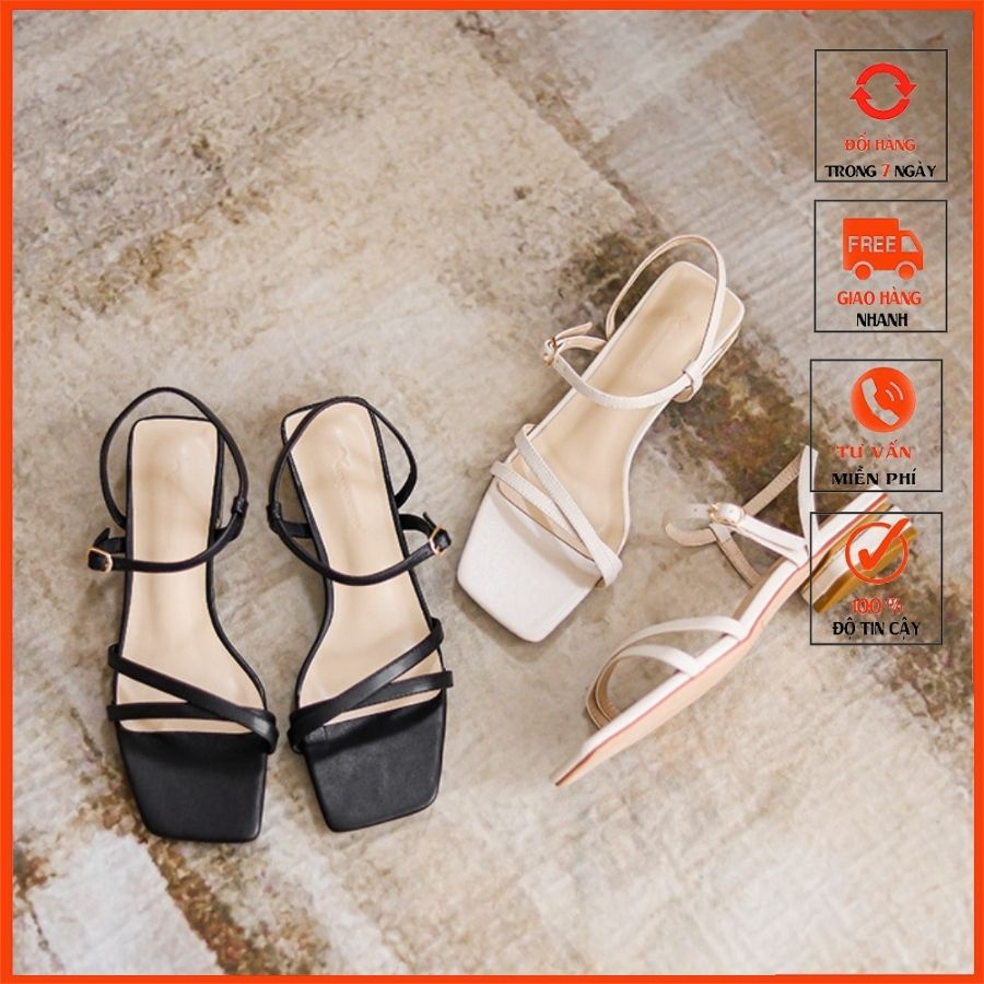 Sandal Cao Gót Nữ Quai Mảnh Đế Bằng Gót Vuông 3cm Mũi Vuông Thời Trang-tiemgiaydazzling DA732