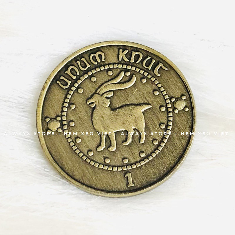 Túi tiền phù thủy gồm: 1 đồng vàng Galleon, 1 đồng bạc Sickle, 1 đồng Knut kèm túi vải bố in logo - ALWAYS STORE