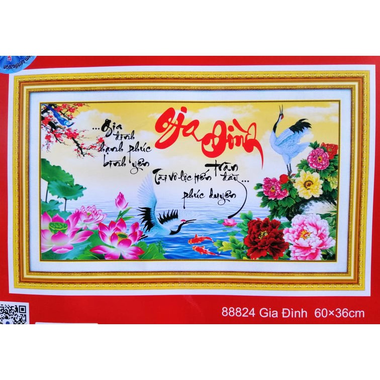 Tranh thêu chữ thập Gia đình 88824