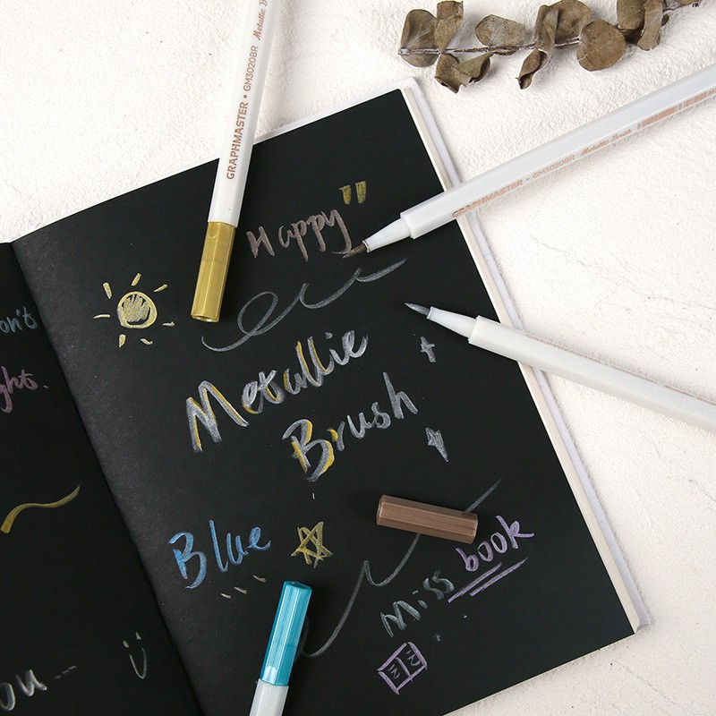 Bút Lông Brush Pen Màu Nhũ Viết Caligraphy Trang Trí Sổ Bullet Journals Vẽ Trang Trí Thủ Công Kết Cấu Kim Tuyến Lấp Lánh