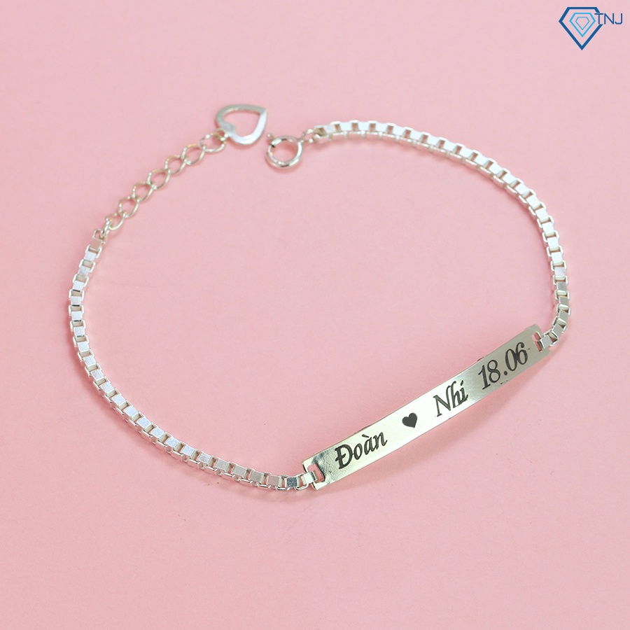Vòng tay cặp đôi nam nữ bạc thật khắc tên theo yêu cầu LTD0029 - Trang Sức TNJ