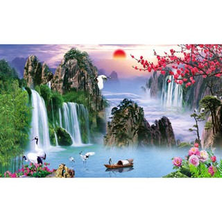Tranh đá 5D, Tranh đính đá phong cảnh