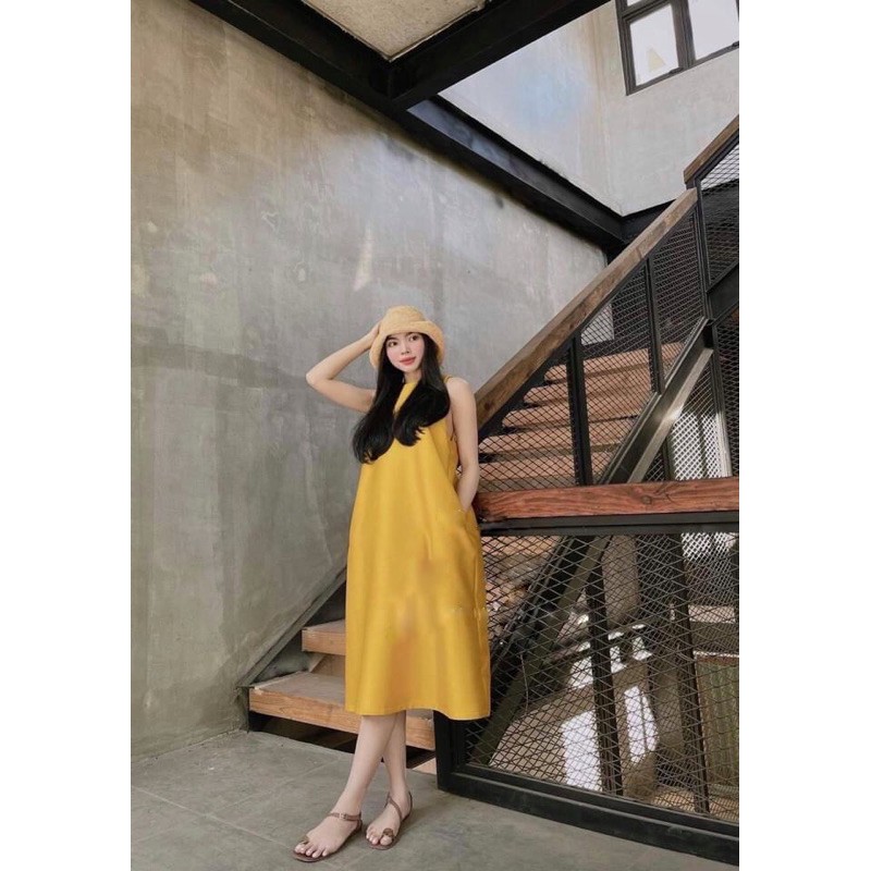 Đầm xoè nơ cổ chất tafta sang chảnh | BigBuy360 - bigbuy360.vn