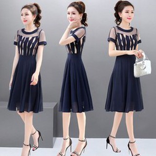 Đầm xòe họa tiết công sở, dự tiệc, đi dạo- size l