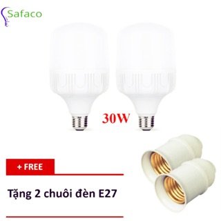 Bộ 2 bóng đèn led trụ 30 W siêu sáng siêu tiết kiệm điện tặng 2 chuôi đèn E27