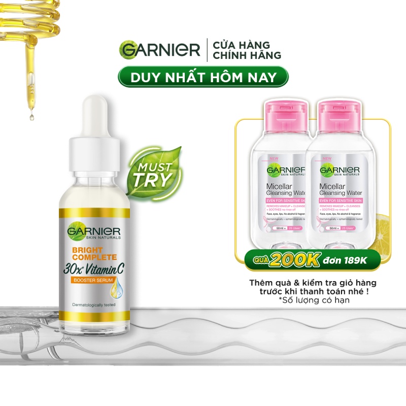 Tinh chất tăng cường sáng da mờ thâm Garnier 30ml