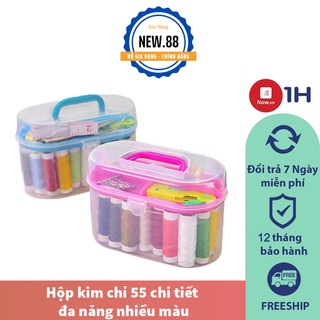 Hộp kim chỉ 55 chi tiết đa năng nhiều màu - Hộp kim chỉ đựng nhỏ gọn, có quai xách xinh xắn có thể mang theo mọi lúc