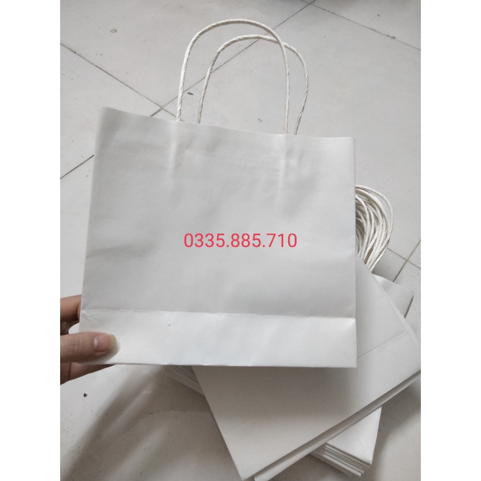 Sét 100 túi giấy kt 22x20x8cm đựng mỹ phẩm, quần áo Kraft Nhật quai xoắn cao cấp có sẵn