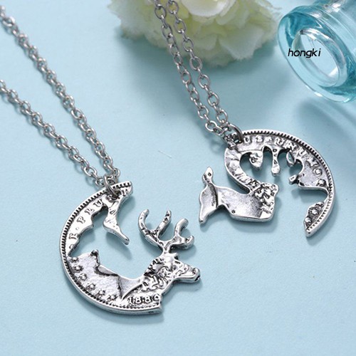 Bộ 2 dây chuyền thiết kế mặt hình chú hươu / lạc đà phong cách cổ điển cho cặp đôi