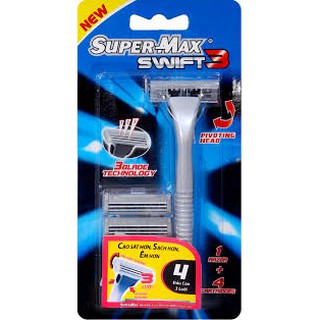 Dao Cạo Râu 3 Lưỡi Supermax Swift 3 (vỉ 1 cây + 4 lưỡi dao)