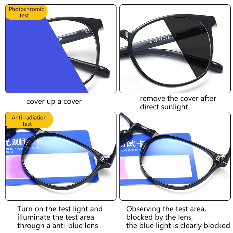 Kính Blue Light Anti-radiation Photochromic Eyeglasses TR90 Round Frame Sunglasses