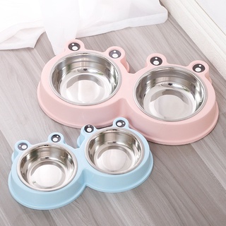Bát đôi inox cho chó mèo hình ếch
