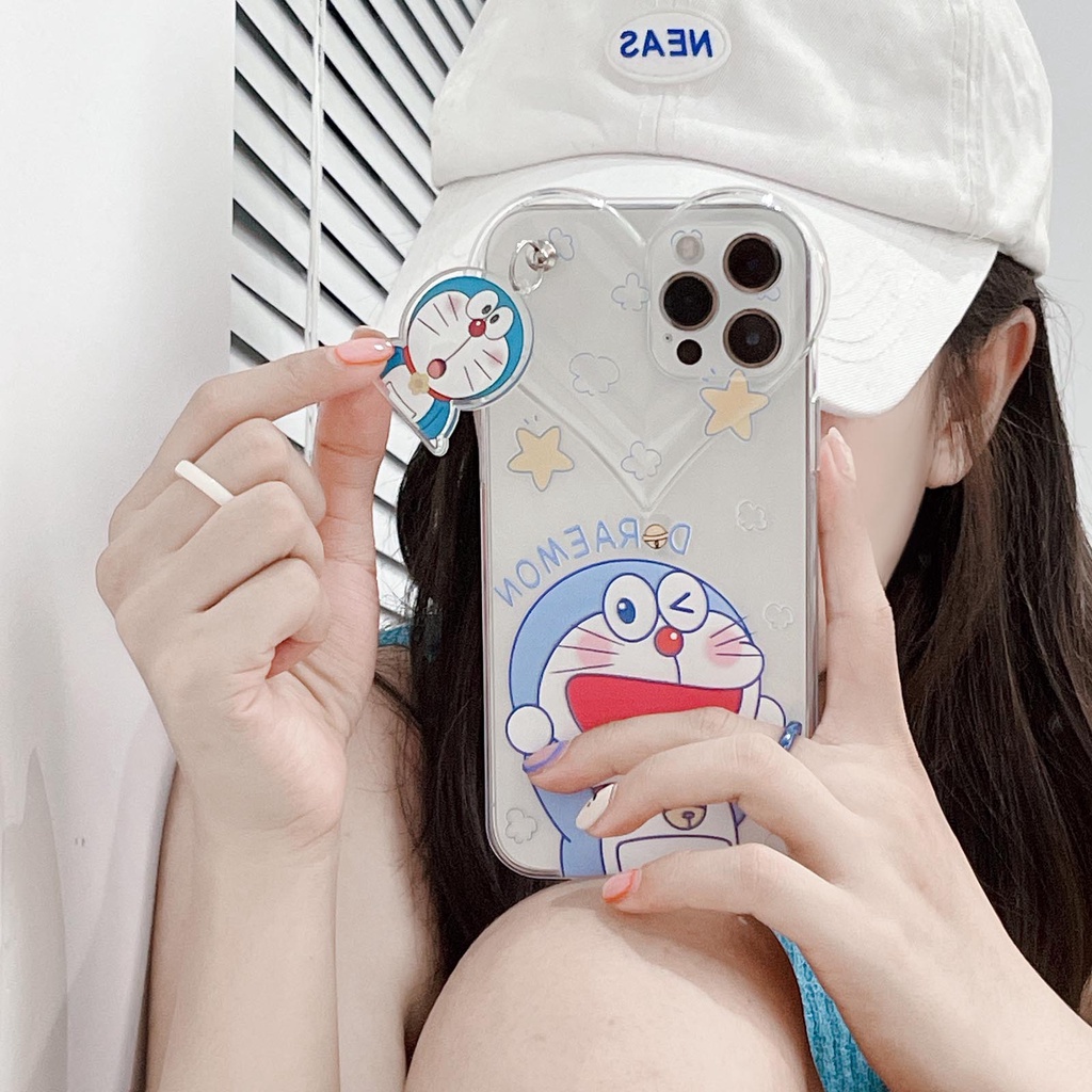 Dễ Thương Ốp Điện Thoại In Hình Doraemon Có Chuông Và Dây Đeo Cho Iphone 7 8 Plus Se2 11 Pro X Xs Max Xr