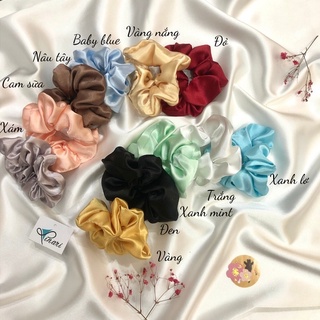 Cột tóc scrunchy phi bóng pastel đủ màu PK10