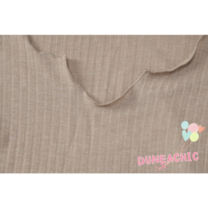 Áo Thun Tay Dài Phối Bèo Màu Trơn Thiết Kế Xẻ Tà Cá Tính