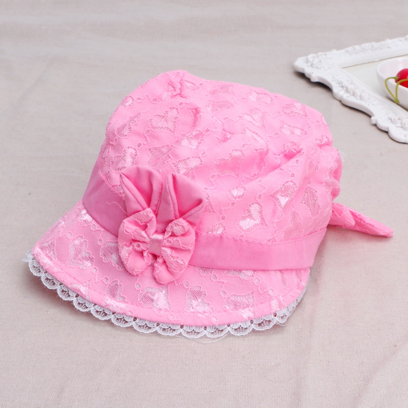 Mũ Trùm Đầu Mùa Hè Phối Ren Màu Trơn Kiểu Công Chúa Cho Bé Gái