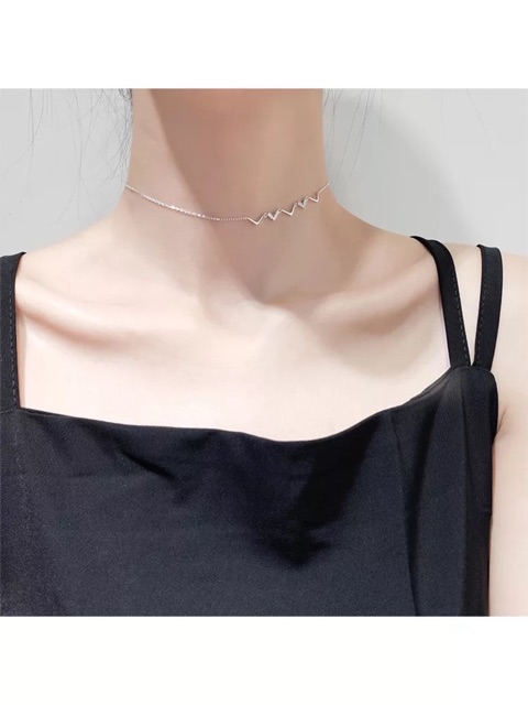 Dây chuyền bạc , choker bạc ý 30% kiểu mới đính đá Hàn quốc cực xinh