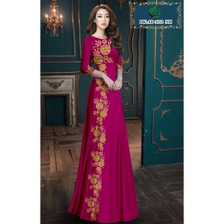 Vải Áo Dài Tằm Ý Hoa Vàng Dọc Thân