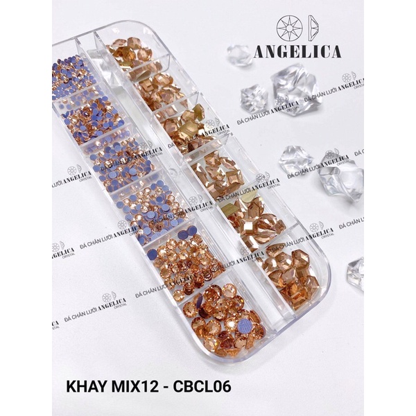 Khay đá chân lưới mix đá chân bằng 520 viên ANGELICA trang trí móng