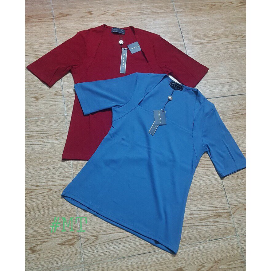 Áo thun thái cổ kiểu vuông tay ngắn Bellacita (FREESIZE)
