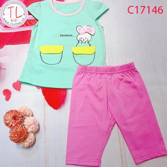 Thời trang trẻ em - Bộ áo quần thun lửng cho bé gái hình thỏ con - Quần áo bé gái - Bộ bé gái
