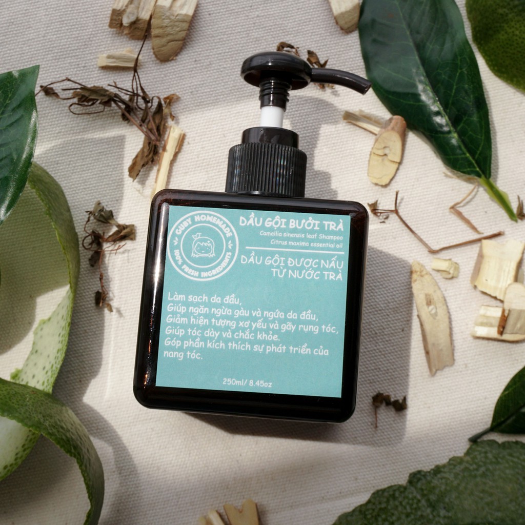 Dầu Gội Bưởi Trà CAMELLIA SINENSIS LEAF SHAMPOO handmade by GUBY HOMEMADE