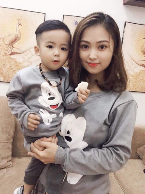 Áo nỉ sweater Mikey mẹ bé trai bé gái chất mịn đẹp mặc êm hàng bao đẹp loại 1