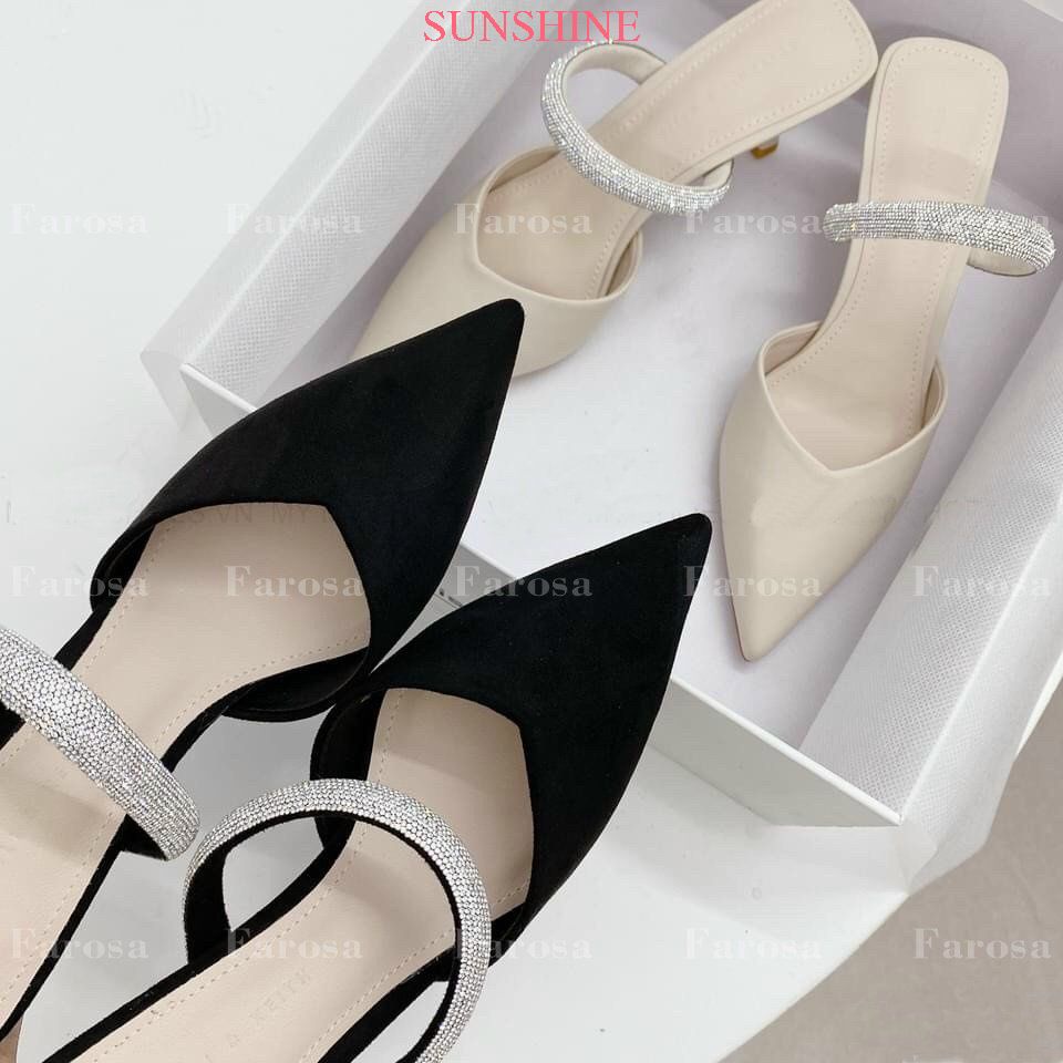 Giày cao gót gót nhọn, cao gót bít mũi quai đính đá 5p Sunshine Store A030