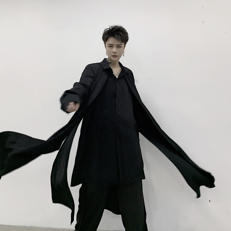 Áo Sơ Mi Tay Dài Giả Hai Lớp Phong Cách Yamamoto Nhật Bản Thời Trang Mùa Hè Dành Cho Nam