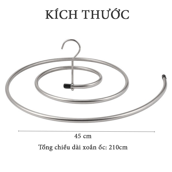 Móc phơi chăn hình tròn bằng inox 304 không rỉ tiện lợi dang xoắn, móc treo chăn mền chịu lực cao