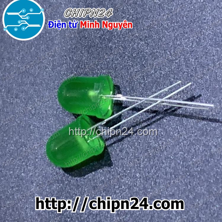 [5 CON] (TK1) Led 10mm Vỏ Đục ra XANH LÁ