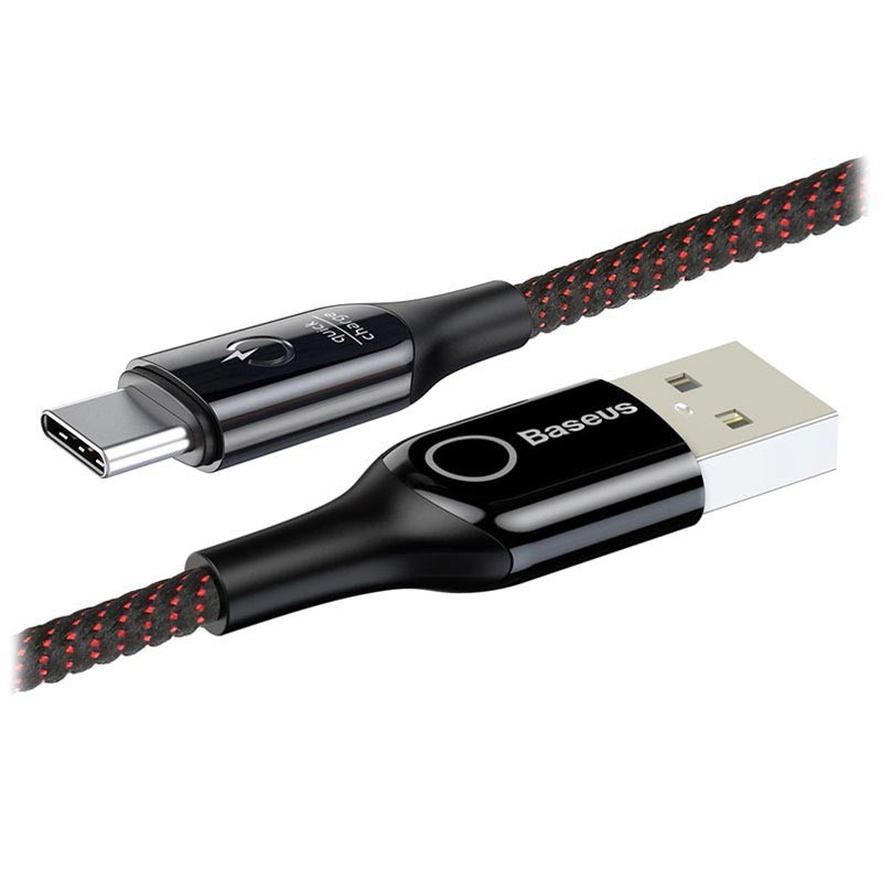Cáp sạc nhanh 3A truyền dữ liệu Baseus C-Shape chân Type-C dây dù siêu bền tự ngắt dài 1M cho Android