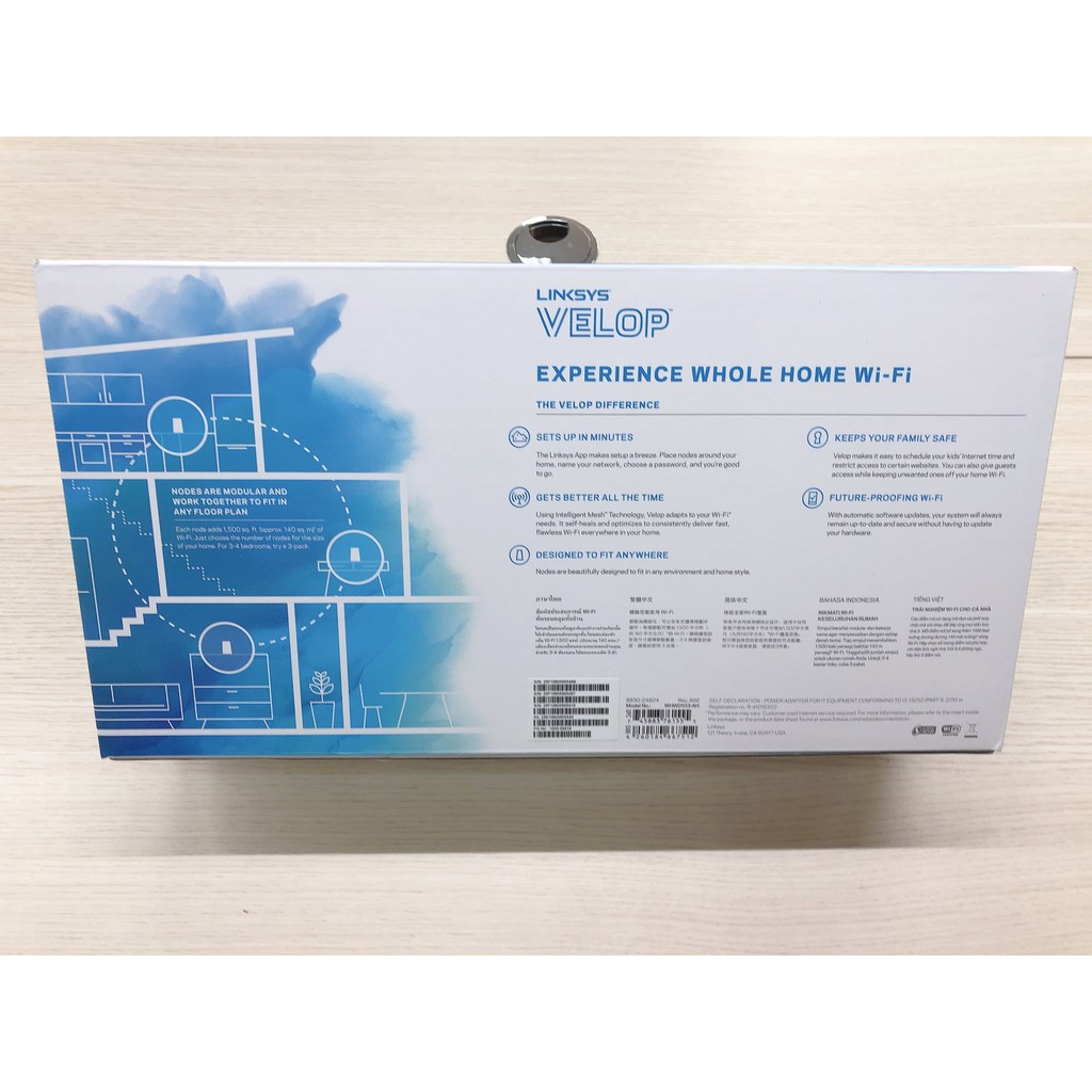 Cục phát wifi mesh [BH 1 ĐỔI 1 TRONG 3 NĂM] Linksys Velop Dual-Band AC3900 (3-Pack) WHW0103