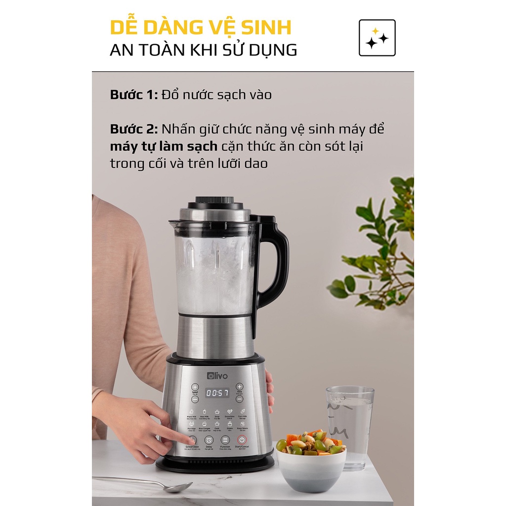 [Chính Hãng] Máy Làm Sữa Hạt Olivo X20, BH 24 Tháng, Máy Xay Đa Năng, Làm Sữa Hạt Siêu Mịn, Thương Hiệu Mỹ