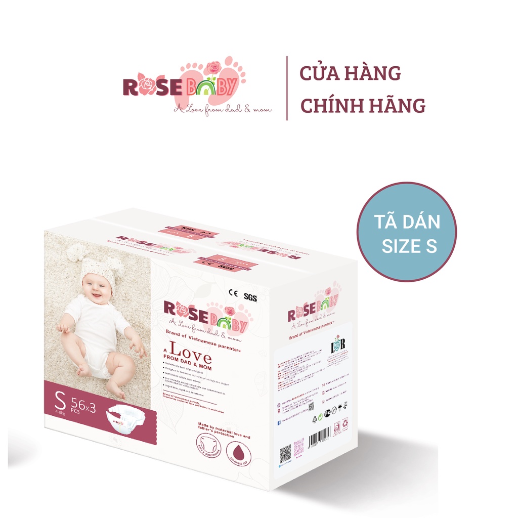 THÙNG BỈM DÁN ROSE BABY size S (168 miếng)