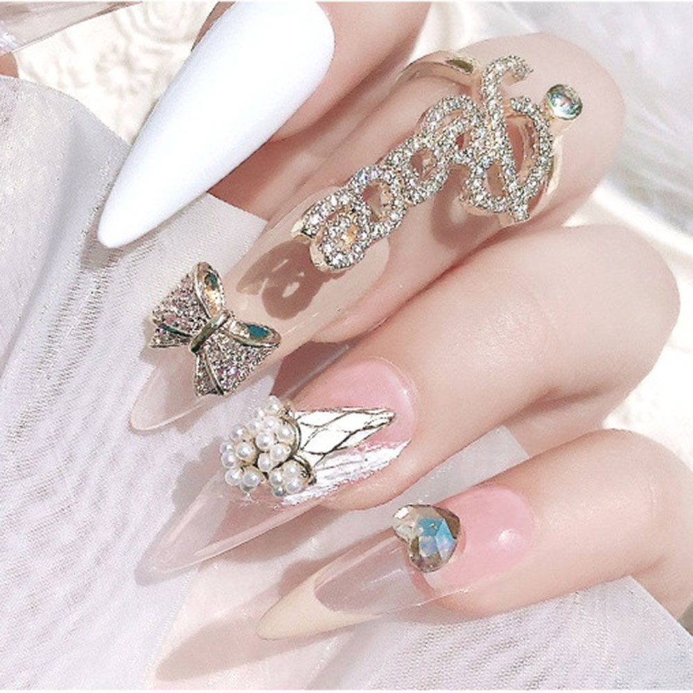 CHARMS (Hàng Mới Về) 1 Phụ Kiện Ngọc Trai Giả 3D Trang Trí Móng Tay Nghệ Thuật Sang Trọng