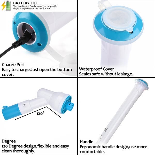 Máy cọ rửa nhà vệ sinh, Máy cọ rửa toilet điện đa năng không dây cầm tay 3 đầu cọ toilet, nhà tắm...