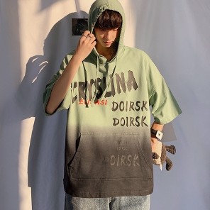 Áo hoodie tay ngắn dáng rộng phong cách Hàn Quốc thời trang cho nam | BigBuy360 - bigbuy360.vn