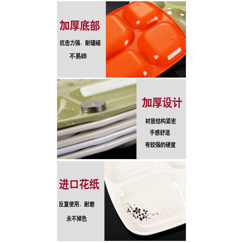 Set 4 Đĩa / Đĩa Đựng Thức Ăn Chia 4 Ngăn Bằng Nhựa Melamine Chống Rơi Vỡ Tiện Dụng Cho Học Sinh