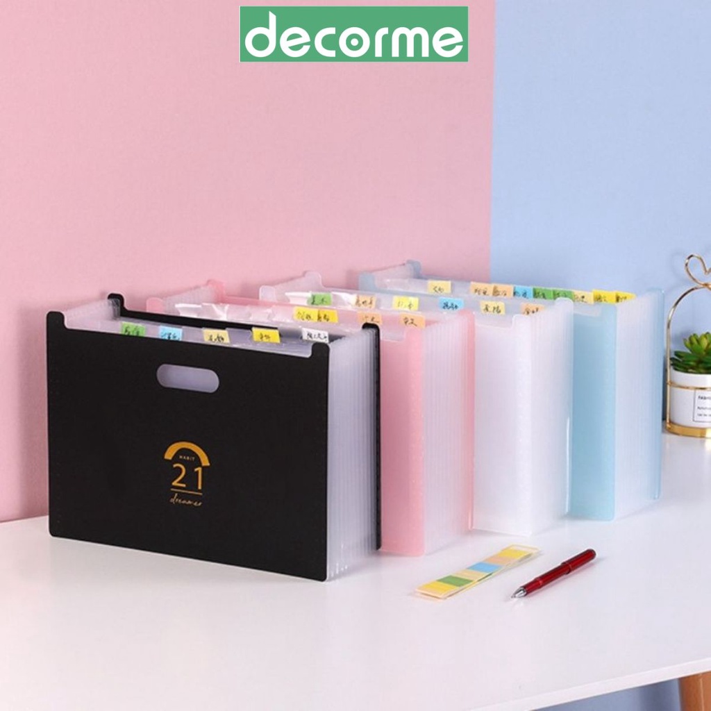 File đựng tài liệu 13 ngăn, Hộp đựng phụ kiện văn phòng phẩm Decorme